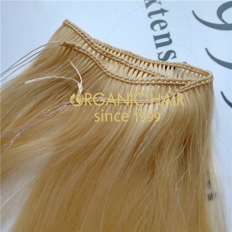 Exquisite customized thin #613 color human hair hand tied weft A76